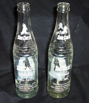 Vintage Sun Crest Glass Pop Bottles 10 oz. (5)