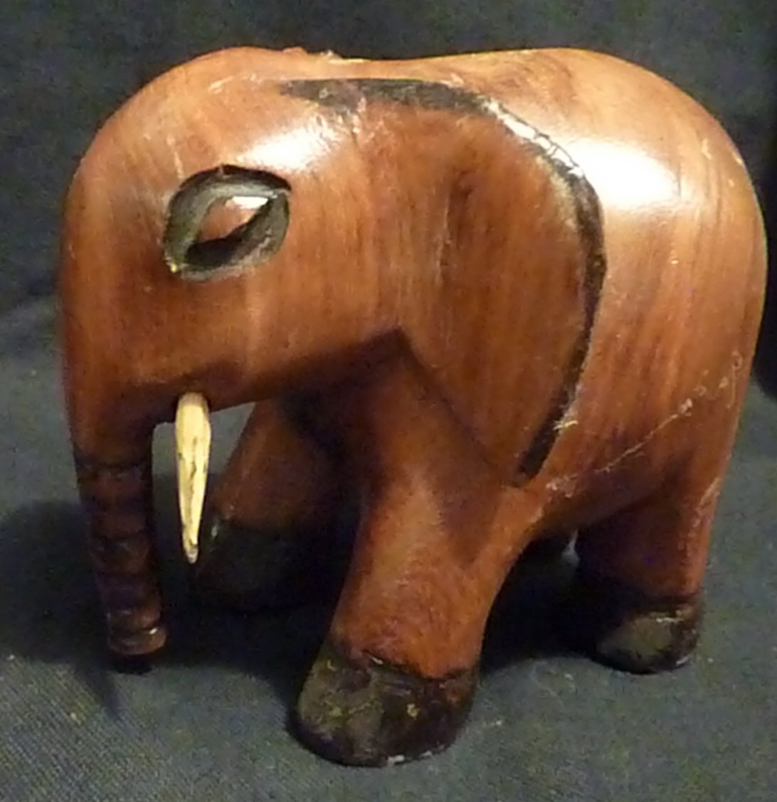 Kenyan (Tisi) Carved Elephant -Teak Wood