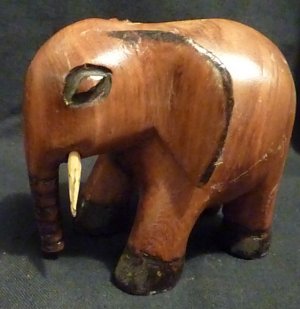 Kenyan (Tisi) Carved Elephant -Teak Wood