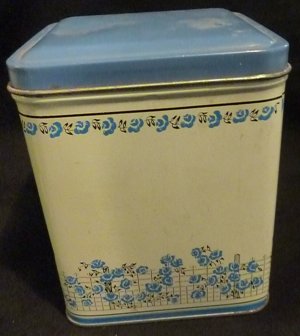 Blue Floral Decorative Canister 5" x 4"