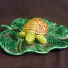 Hand Made for aquarium Ceramic Turtle on Lily Pad