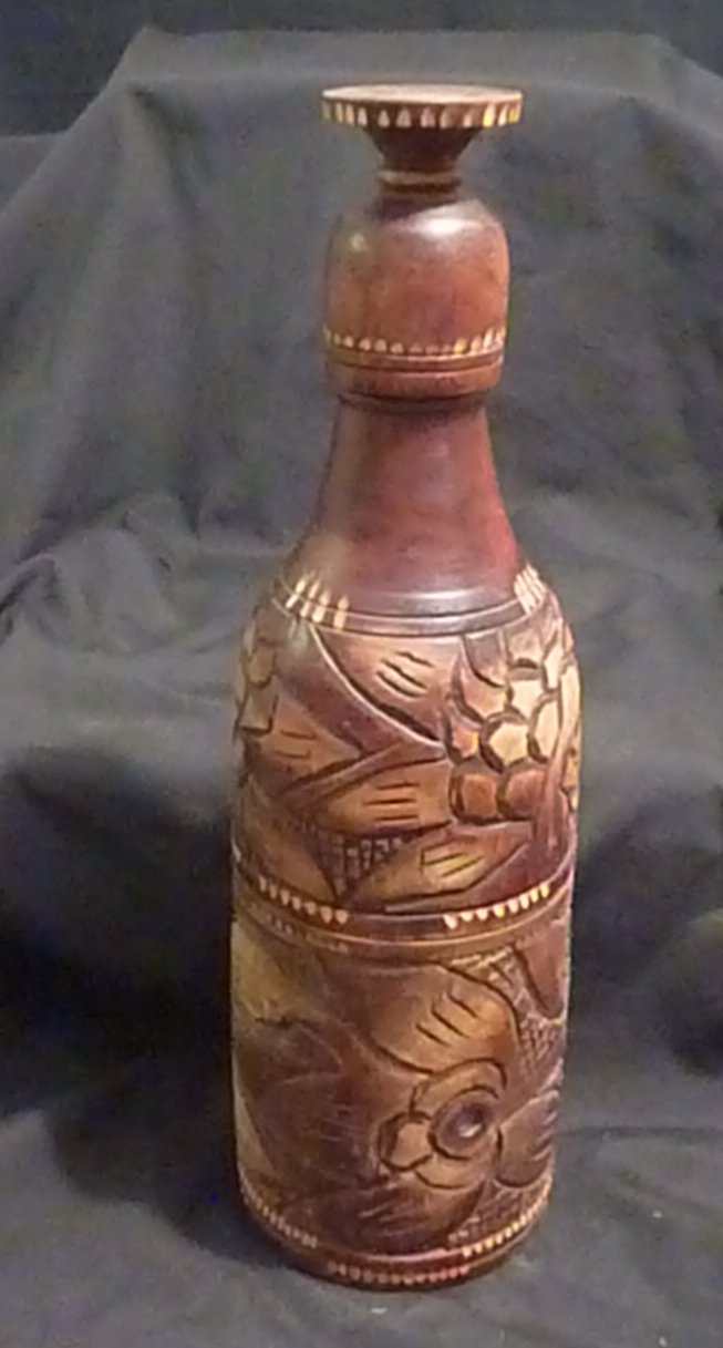 Mahogany 3 - piece Wooden Vase 15 1/4" High