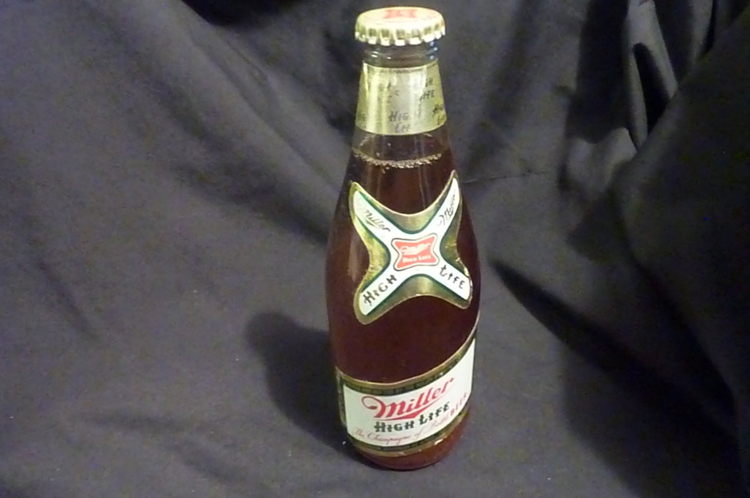 Miller High Life Beer  (stubby) 12 ounce full* Glass Bottle 1970