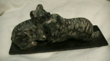 Soapstone 2 Bear Cubs playing- Wolf Sculpture
