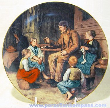 "Grossvater Erz&Atilde;&curren;hlt eine Geschichte" by Albert Anker, 9" Plate, Neuch&Atilde;&cent;tel, Swiss