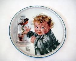 "Little Red Robins" by Maud Tousey Fangel~Signed China Collector Plate
