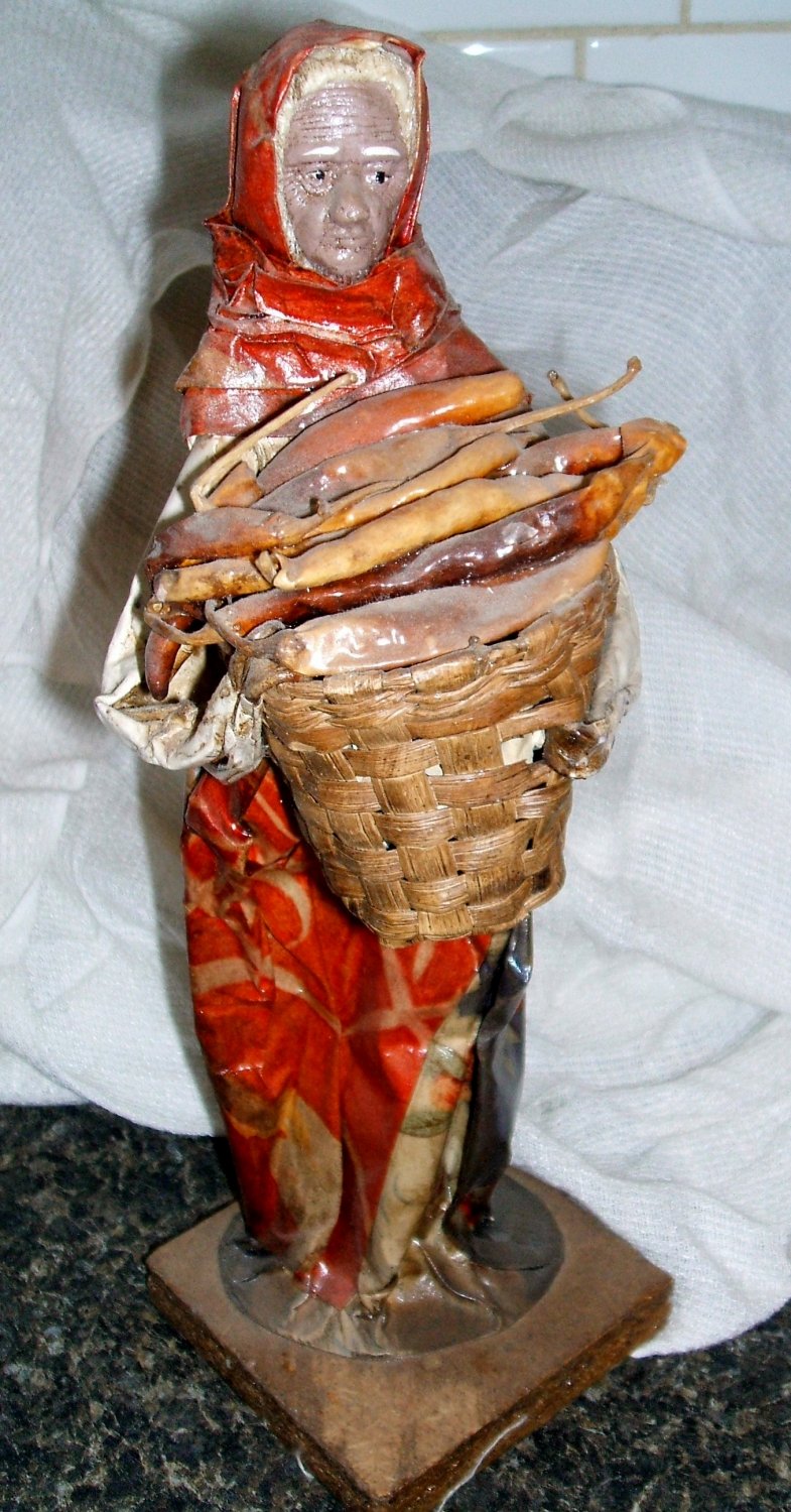 Mexican Paper Mache Sculpture Woman with peppers