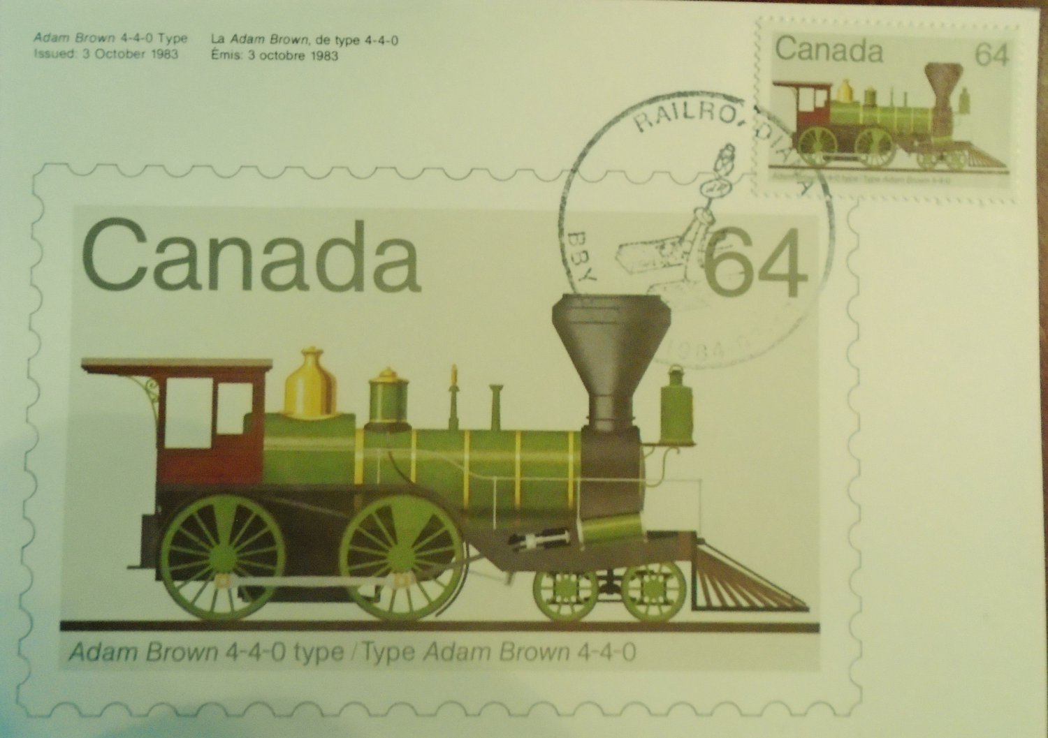 Canada 1984 Railroadiana First Day Cover Post Card Limited Edition #94 of 300 64 cents