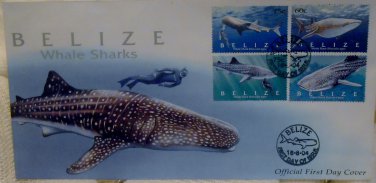 Belizean First Day Cover Whale Sharks 2004