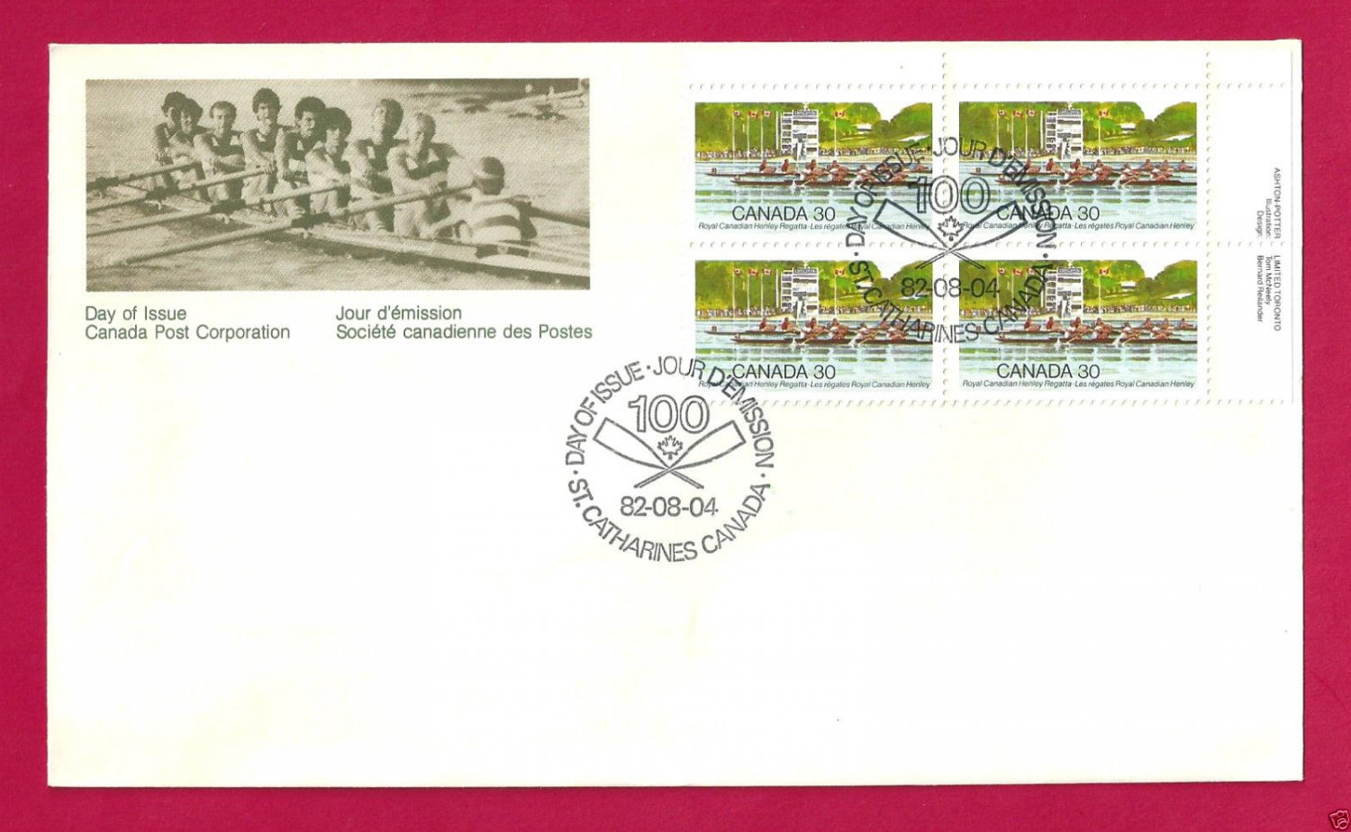 1982 Canada 30c FDC ROWING COMPETITION