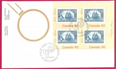 Canada 60c OFDC # 913 URpb BLUENOSE corner block