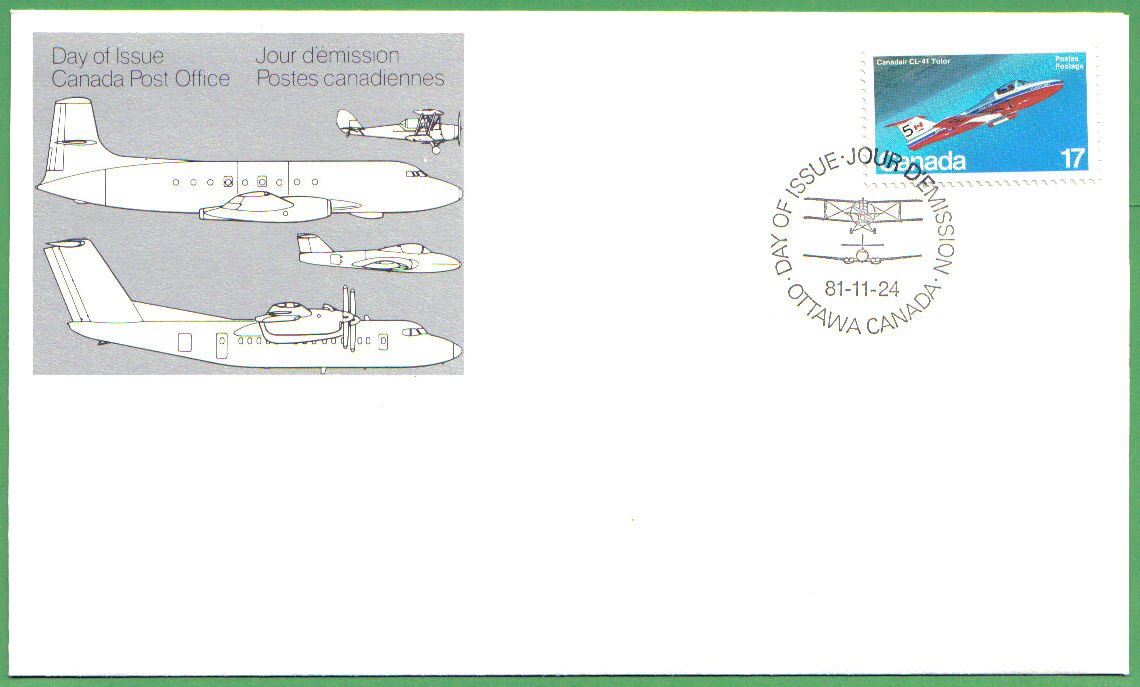 1981 CANADA FDC CANADAIR CL-41 TUTOR 17C STAMP #903 CANADA P DAY OF ISSUE COVER
