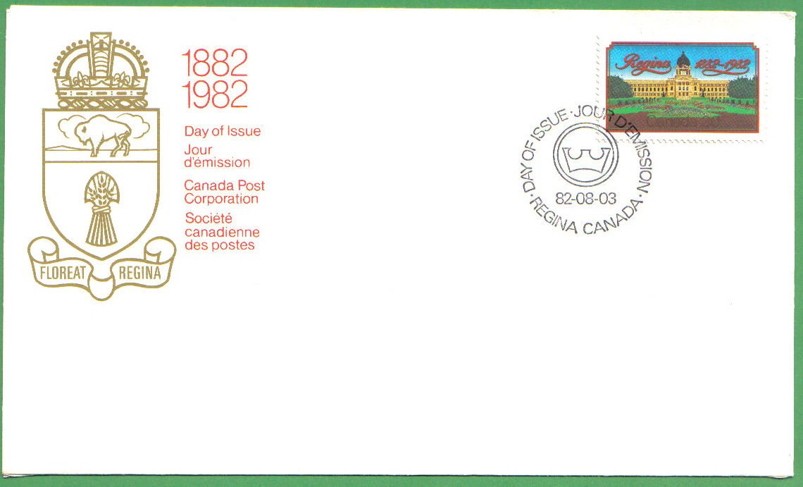 1982 REGINA CENTENARY 30 CENT STAMP #967