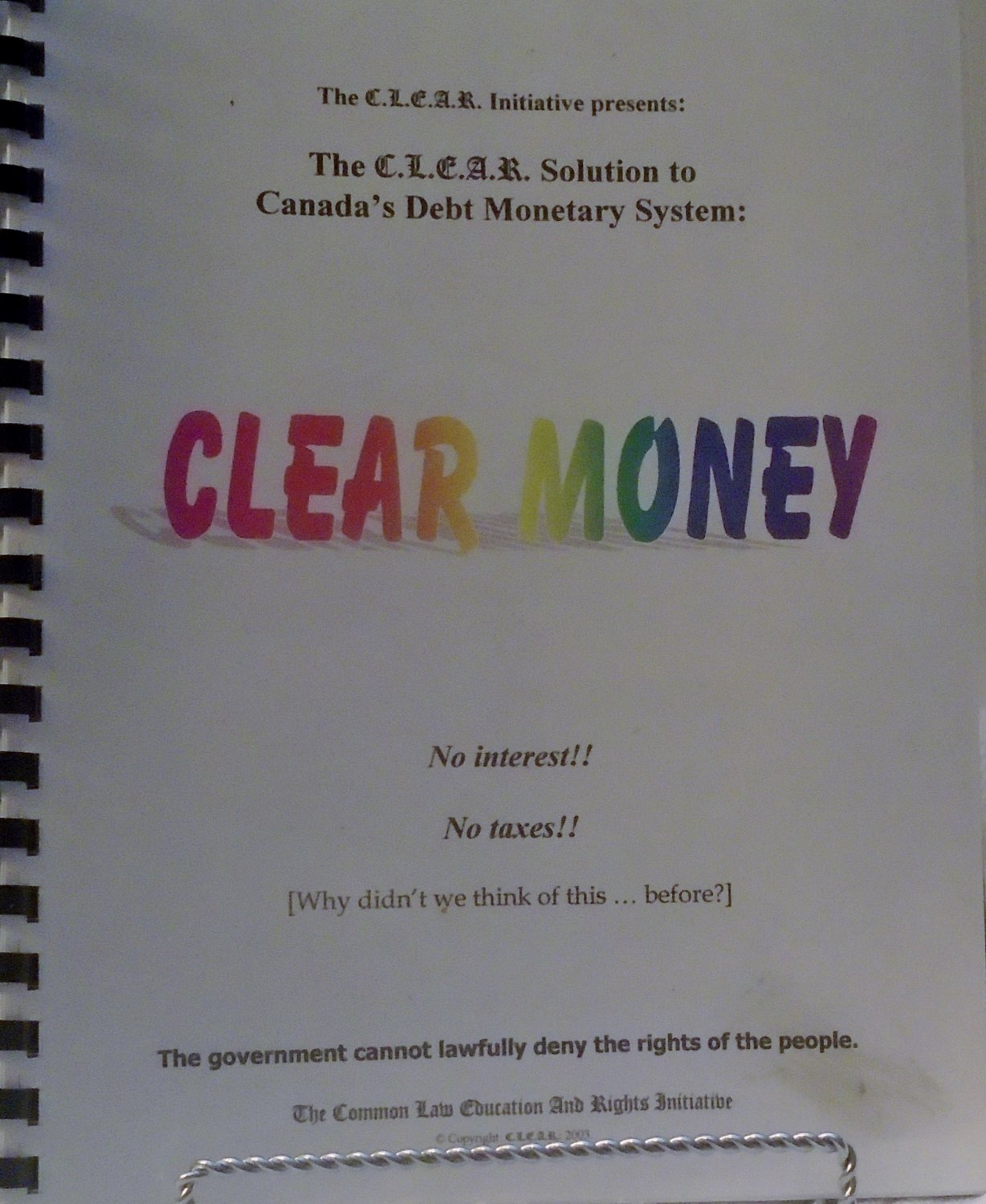 CLEAR MONEY - a solution to the debt monetary system