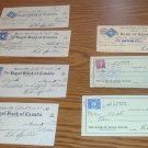 7 - 3 cent excise cancelled checks  from 1945 - 1952
