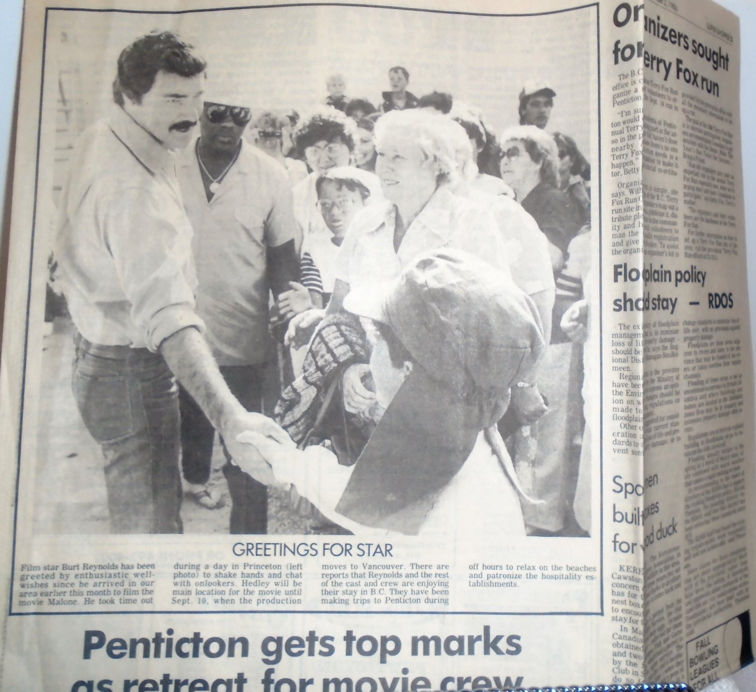 Burt Reynolds clippings (4) Penticton Herald (3) - Oliver Chronicle (1)
