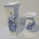 Beautiful Seltmann Weiden Vase & Matching Candle Holder Blue Made in Bavaria