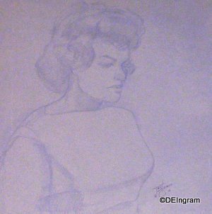 Portrait of a Young French Canadian Woman -A.E. Ingram Circa 1960's Original Artwork -