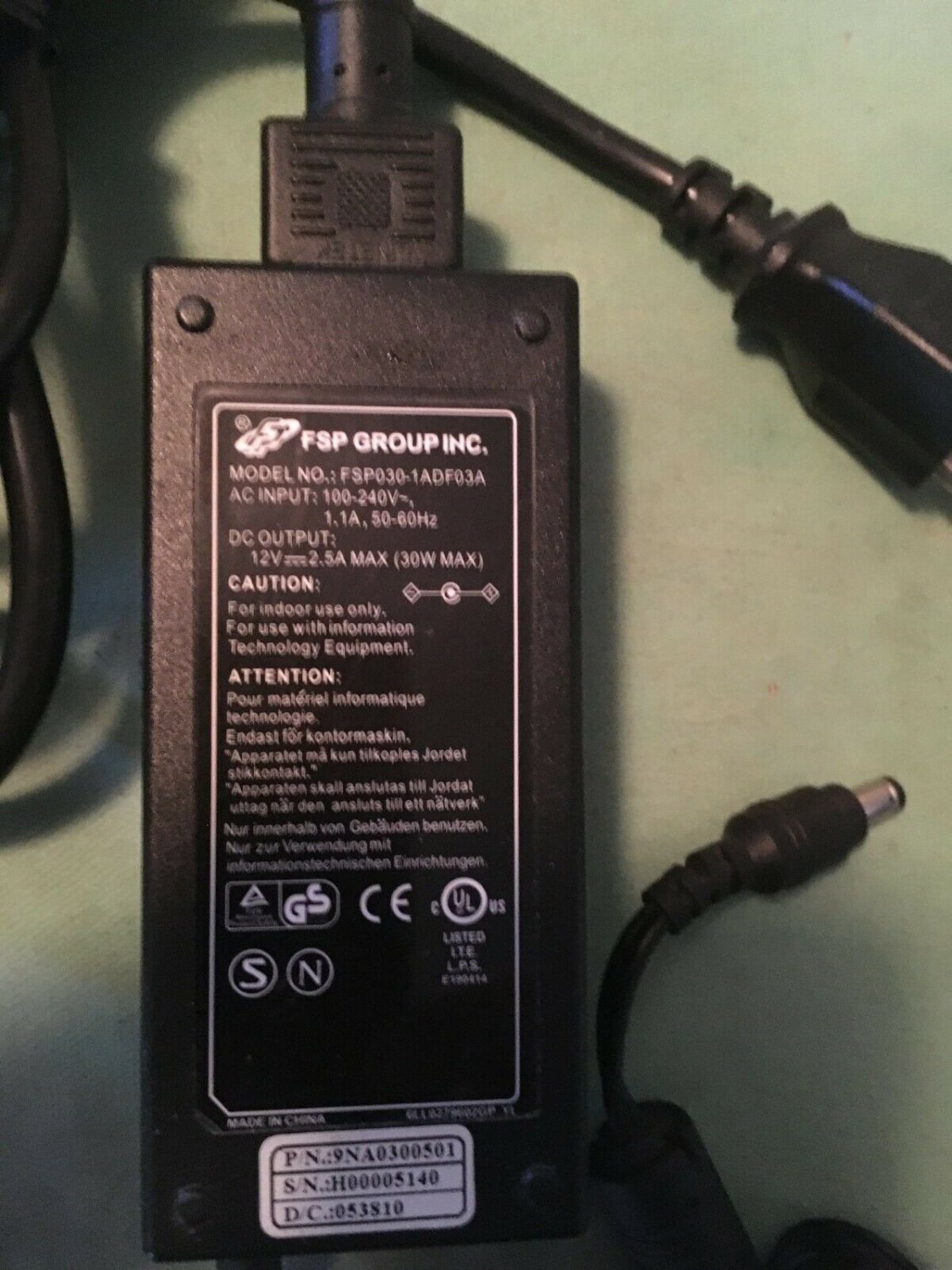 FSP Group Power Unit Model FSO30-1ADF03A Input 120V Output 12V  2.5 A