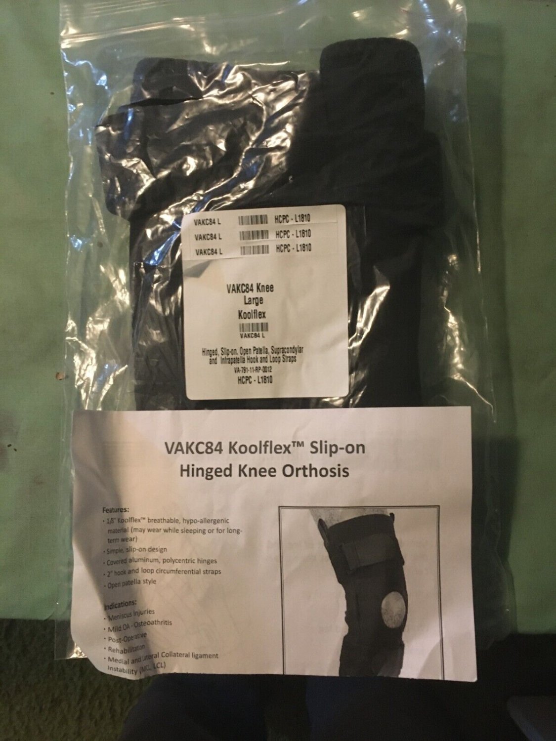 New Front Line Koolflex VAKC 84 Knee Hinged Knee Brace Medium pull-up black ACL