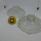 Vintage CANDLE HOLDER Clear Glass Candlestick Taper Holder 4" Diameter
