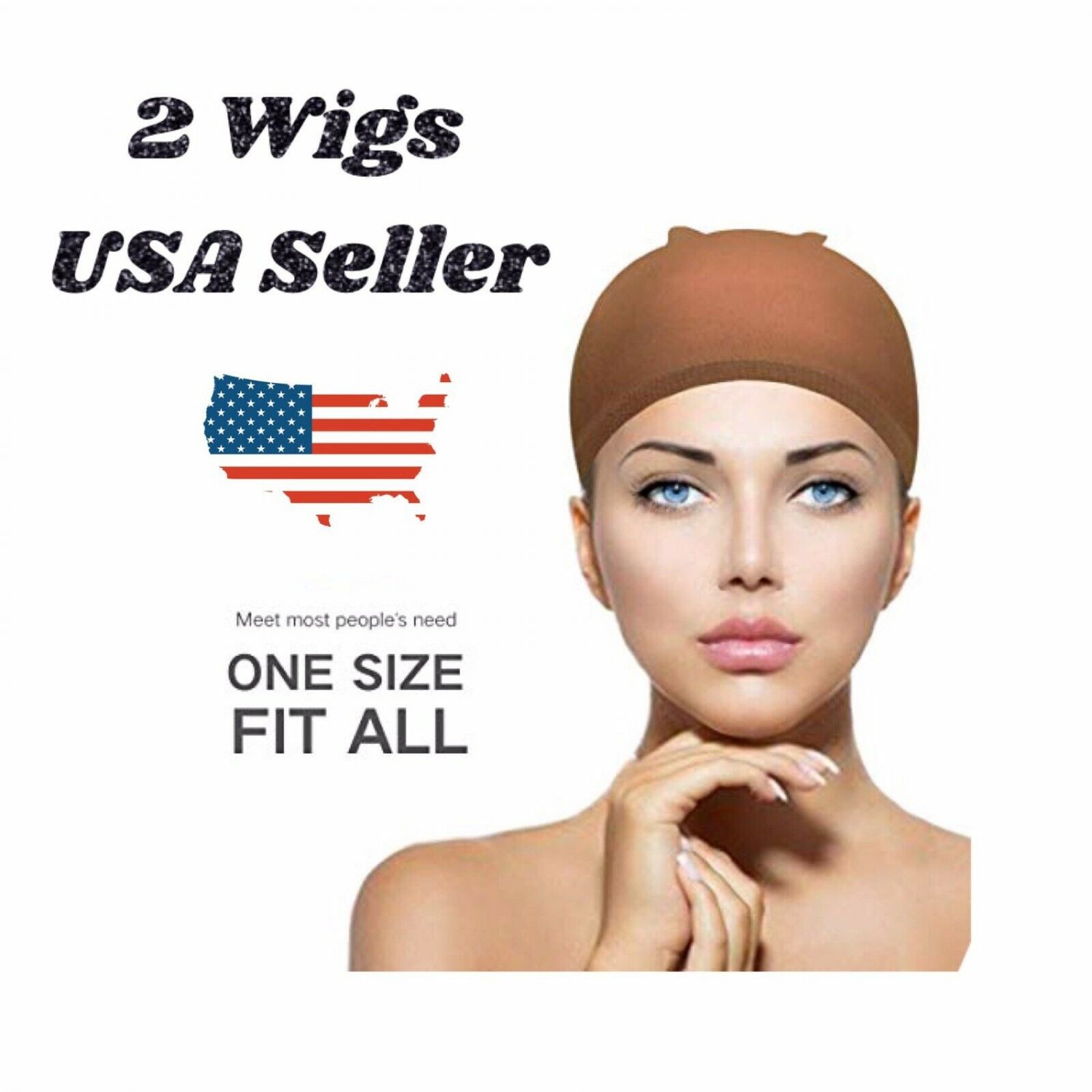 Deluxe Wig Cap - 2 Pack - Brown Stretchy Nylon