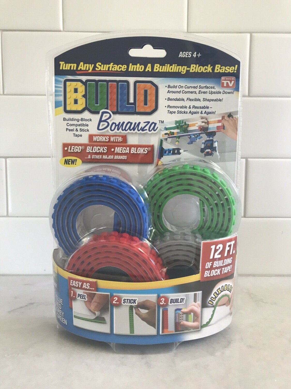BUILD BONANZA Block Peel & Stick Tape Works with LEGO&Acirc;&reg; and Ontel