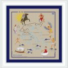 Map of Greece Cross stitch pattern Greek text, pdf pattern, Instant download PDF
