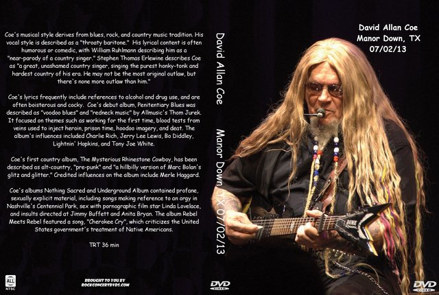 David Allan Coe 2013-07-02 Manor Down, TX DVD