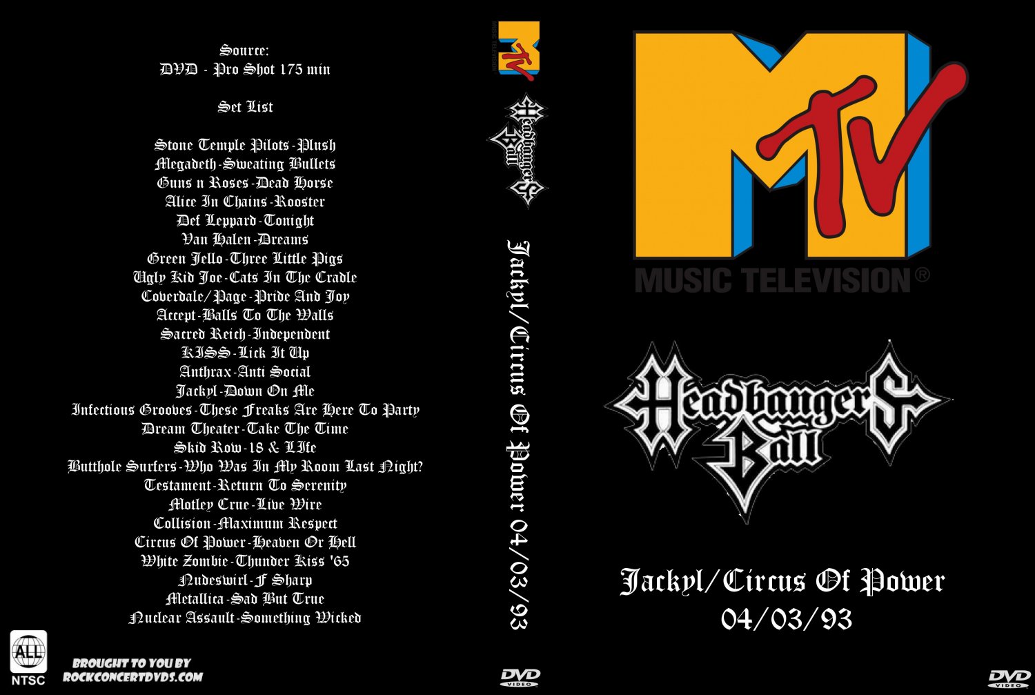 MTV Headbangers Ball Jackyl ACDC ProPain 3 DVD