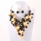 SYNTHETIC PEARL NECKLACE EARRING SET