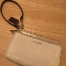 Coach Ivory And Tan ID, COIN 2 ZIP Wristlet 6"x 4"/ 3 Slit Interior Card Holder 