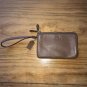 COACH Double Zip Pebbled Leather Wristlet Wallet Saddle Brown/Gold Tone Hardware