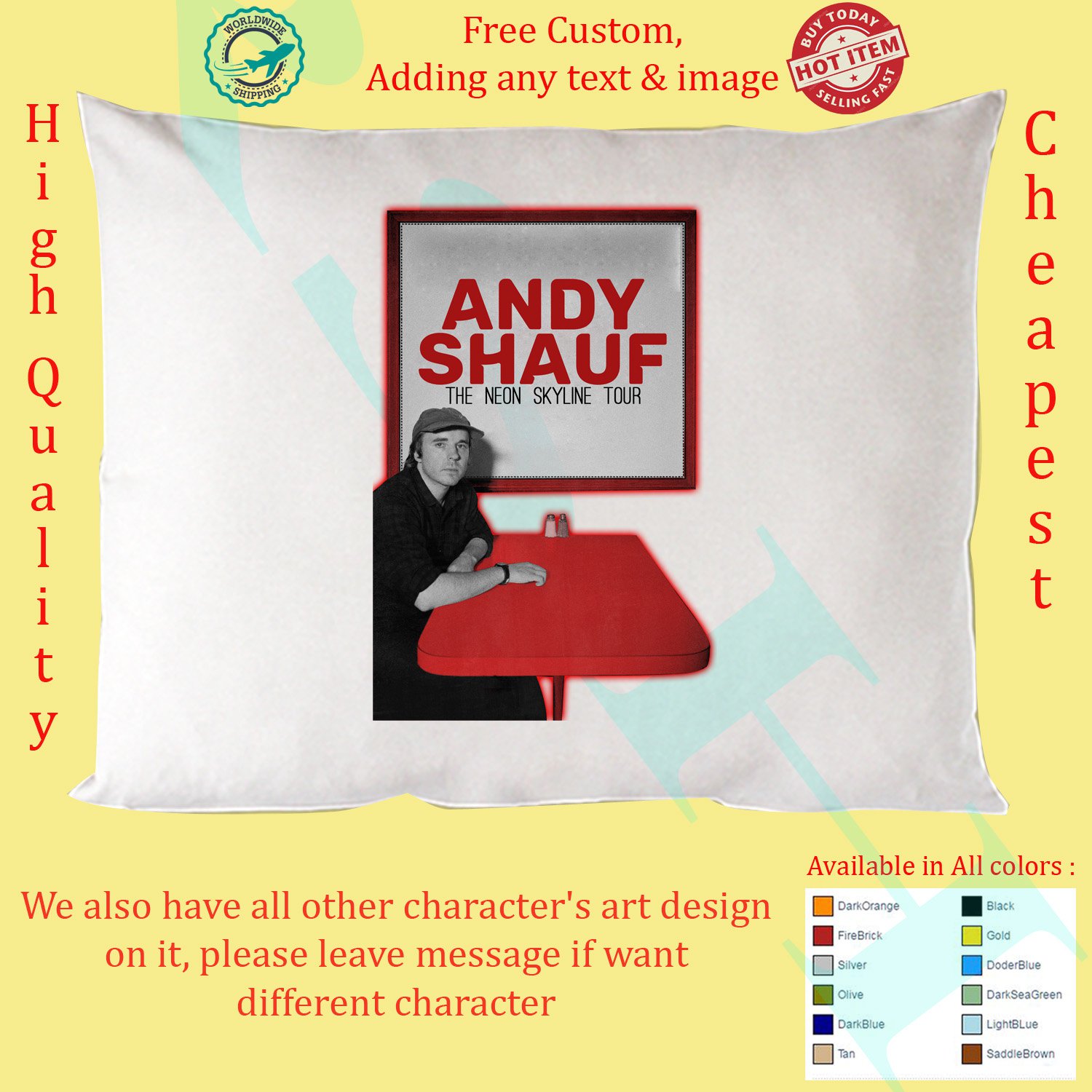 ANDY SHAUF - THE NEON SKYLINE TOUR Album Pillow Cases