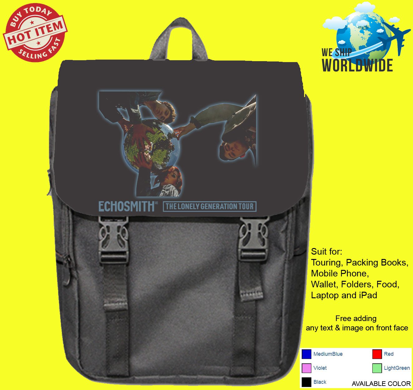 ECHOSMITH THE LONELY GENERATION TOUR Concert Album Backpack Bags