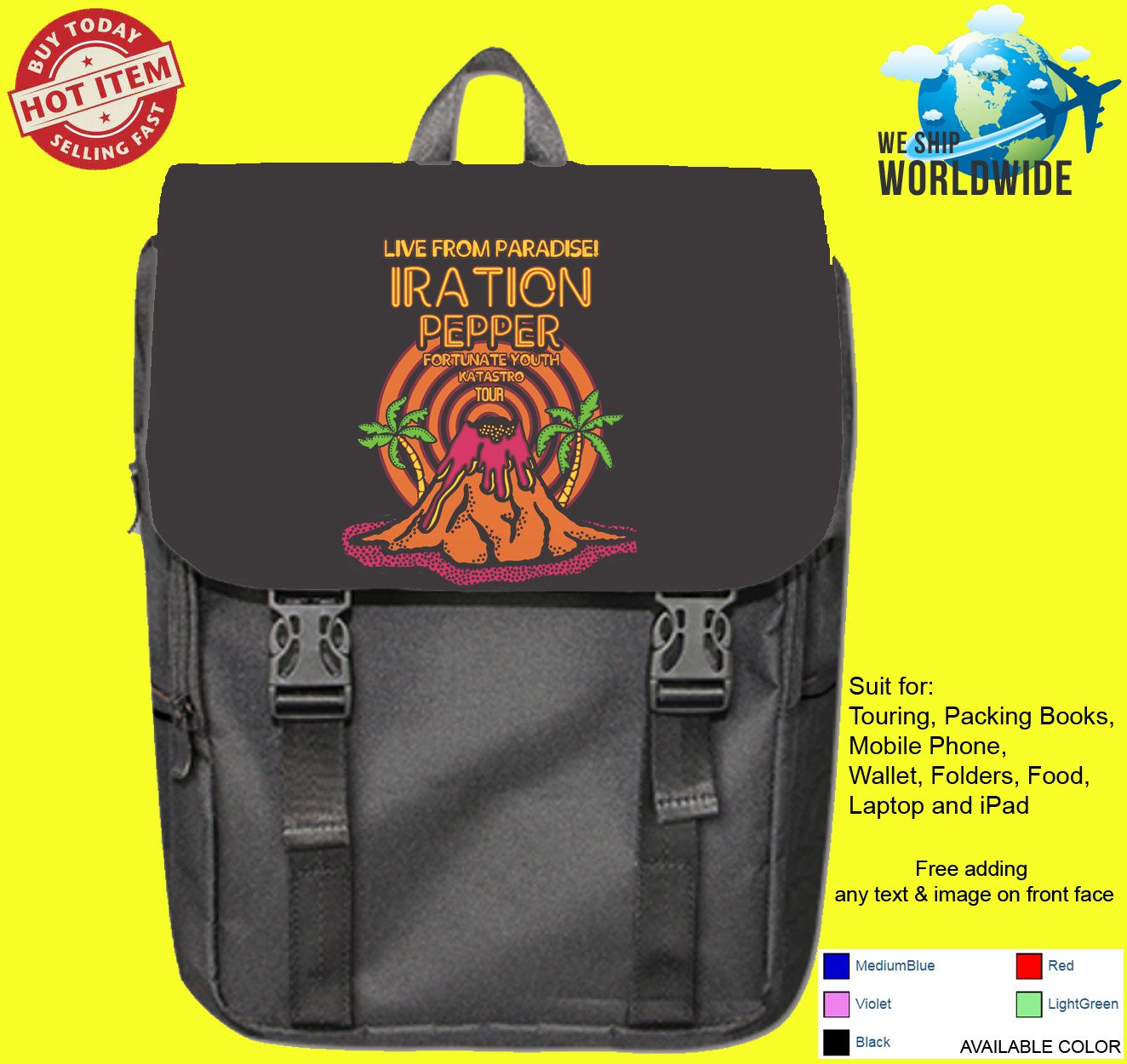 IRATION, PEPPER - LIVE FROM PARADISE TOUR Concert Album Backpack Bags