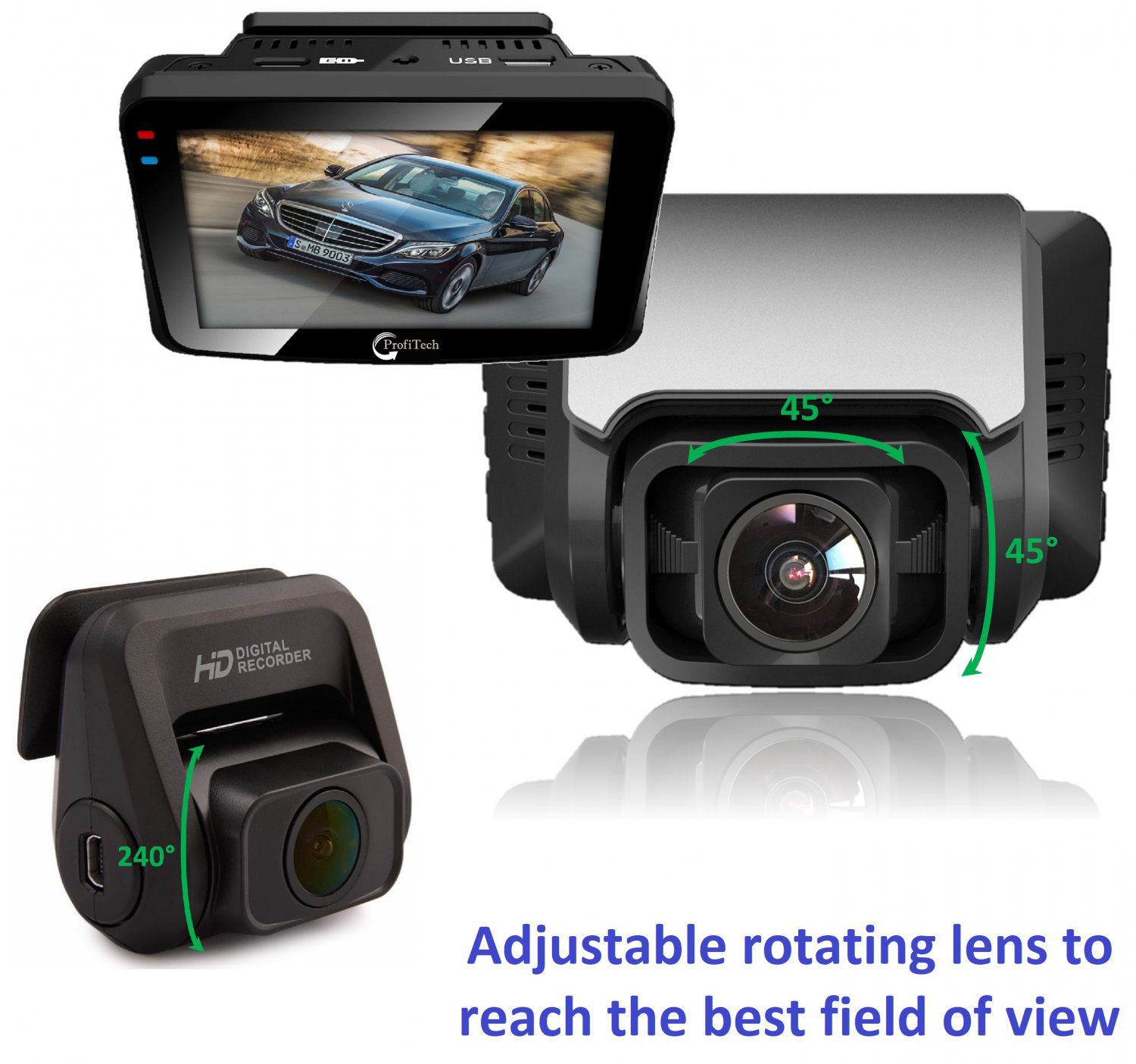 Dual Dash Camera Front and Rear for Cars Full HD 1080P Wide Angle 170