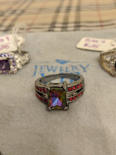 Mystic Topaz Ruby Red Size 9.5 Black Rhodium Ring