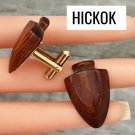 Vintage 60s Hickok CARVED WOOD ARROW HEAD Cufflinks Gold Tone