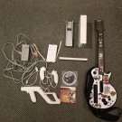 Nintendo Wii White RVL-001 Bundle with 2 Games Guitar Crossbow Remotes Nunchuck