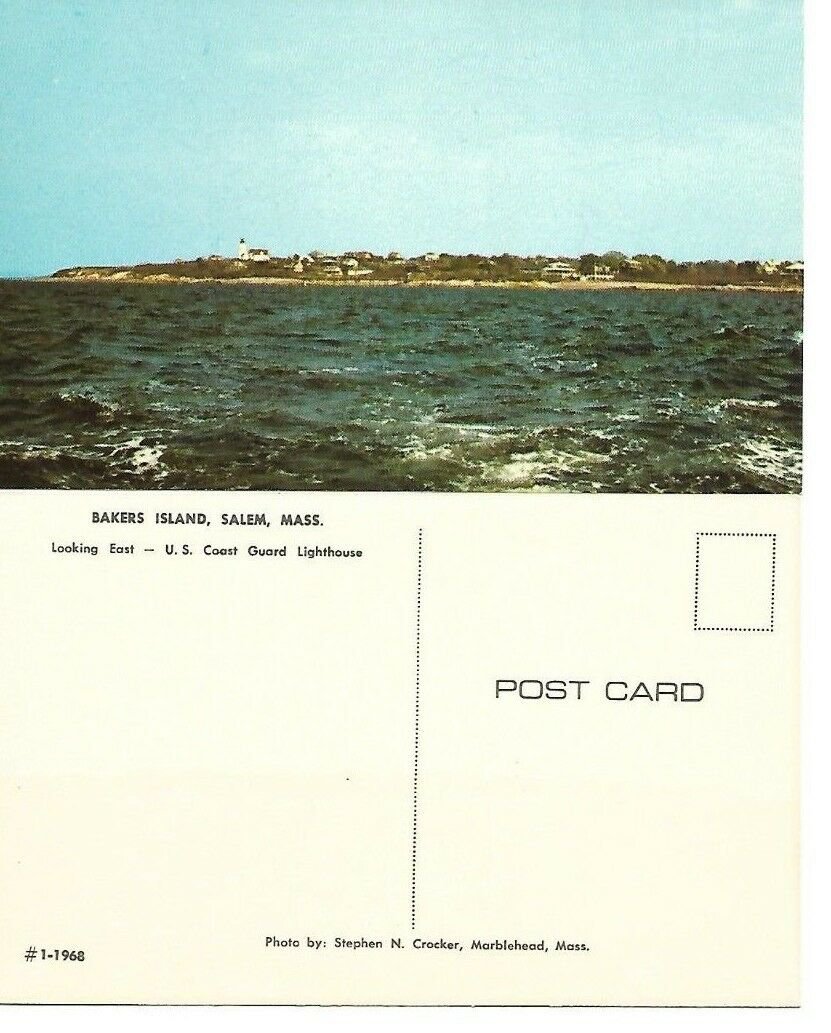 Lighthouse postcard Massachusetts MA, Salem, Bakers Island US Coast Guard