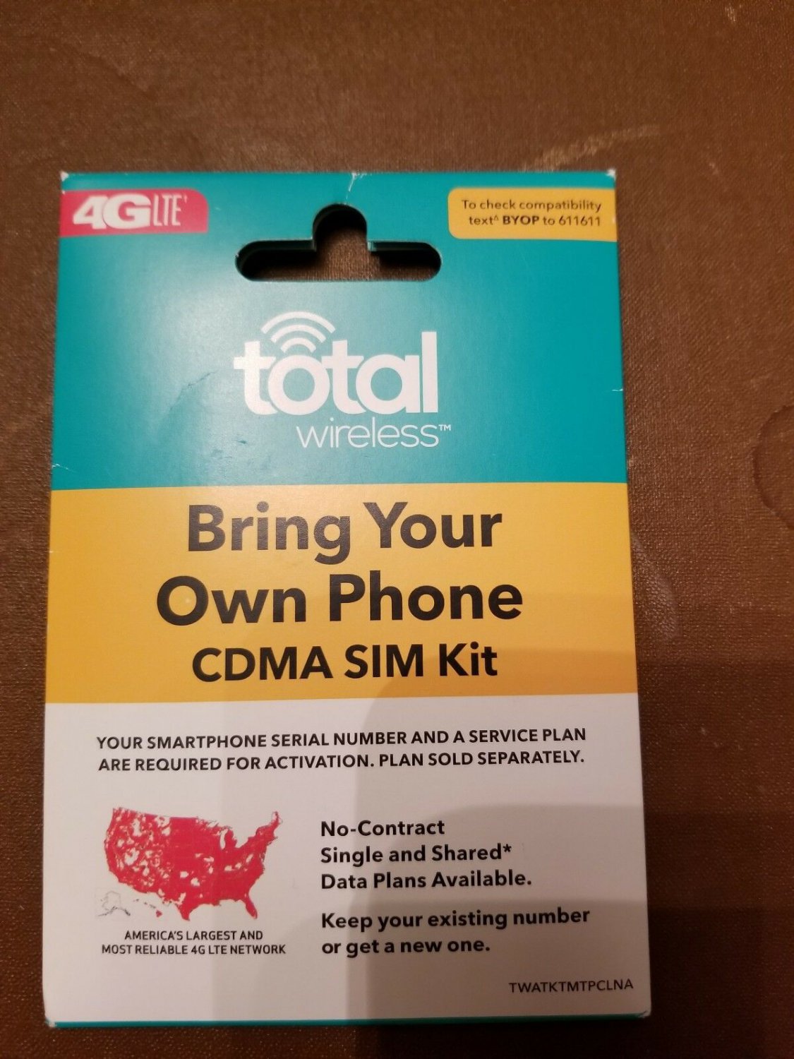 Total Wireless Bring Your Own Phone CDMA SIM kit fits all Verizon phones