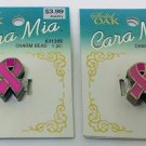 Pink Breast Cancer Awareness Ribbon Bead Charm NEW  (Lot of 2) New On Cards  >