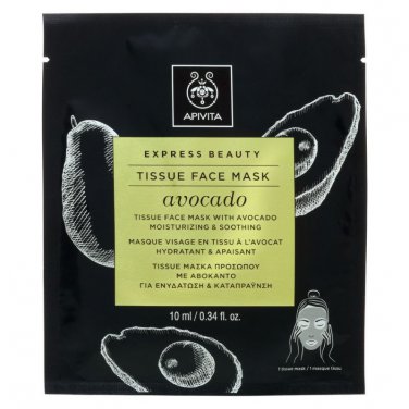 Apivita EXPRESS BEAUTY Tissue Face Mask Moisturizing & Soothing with Avocado Oil 10ml