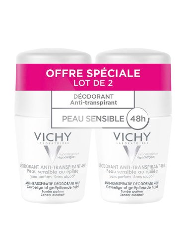 Vichy 48H Anti-Perspirant Deodorant Sensitive Skin Roll-on 2 x 50ml