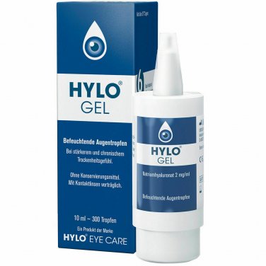 2 x URSAPHARM HYLO GEL LUBRICANT EYE DROPS WITH SODIUM HYALURONATE 0,2% 10ML