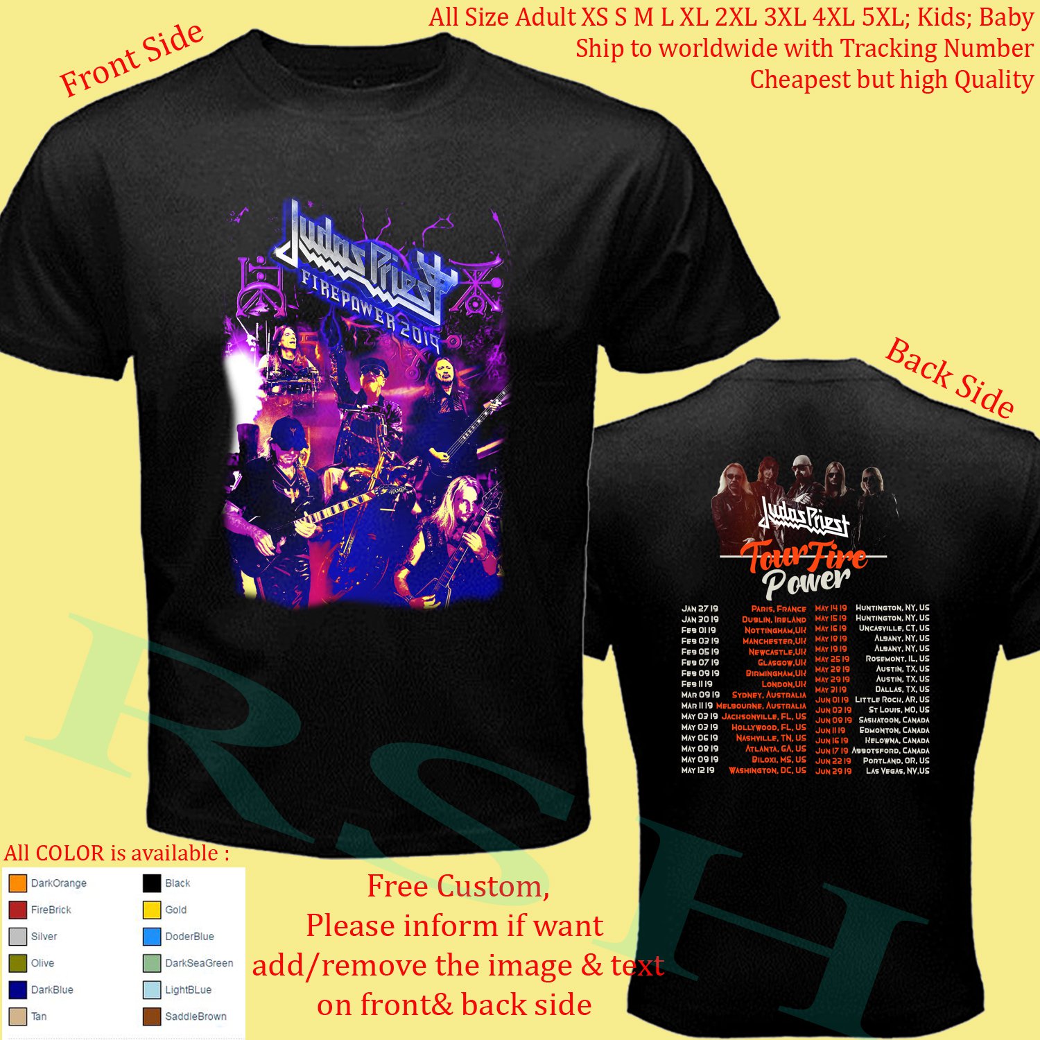 JUDAS PRIEST FIRE POWER TOUR Concert tour T-shirt all size Adult S-5XL ...