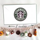 Starbucks Coffee Frappuccino Silver Cup Pastries Card Logo Gift Charm Bracelet