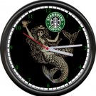 Starbucks Coffee Latte Espresso Shop Stand Old Mermaid Logo Sign Wall Clock