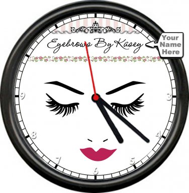 Personalized Your Name Microblading Eyebrows Eye Lashes Tattoo Sign Wall Clock